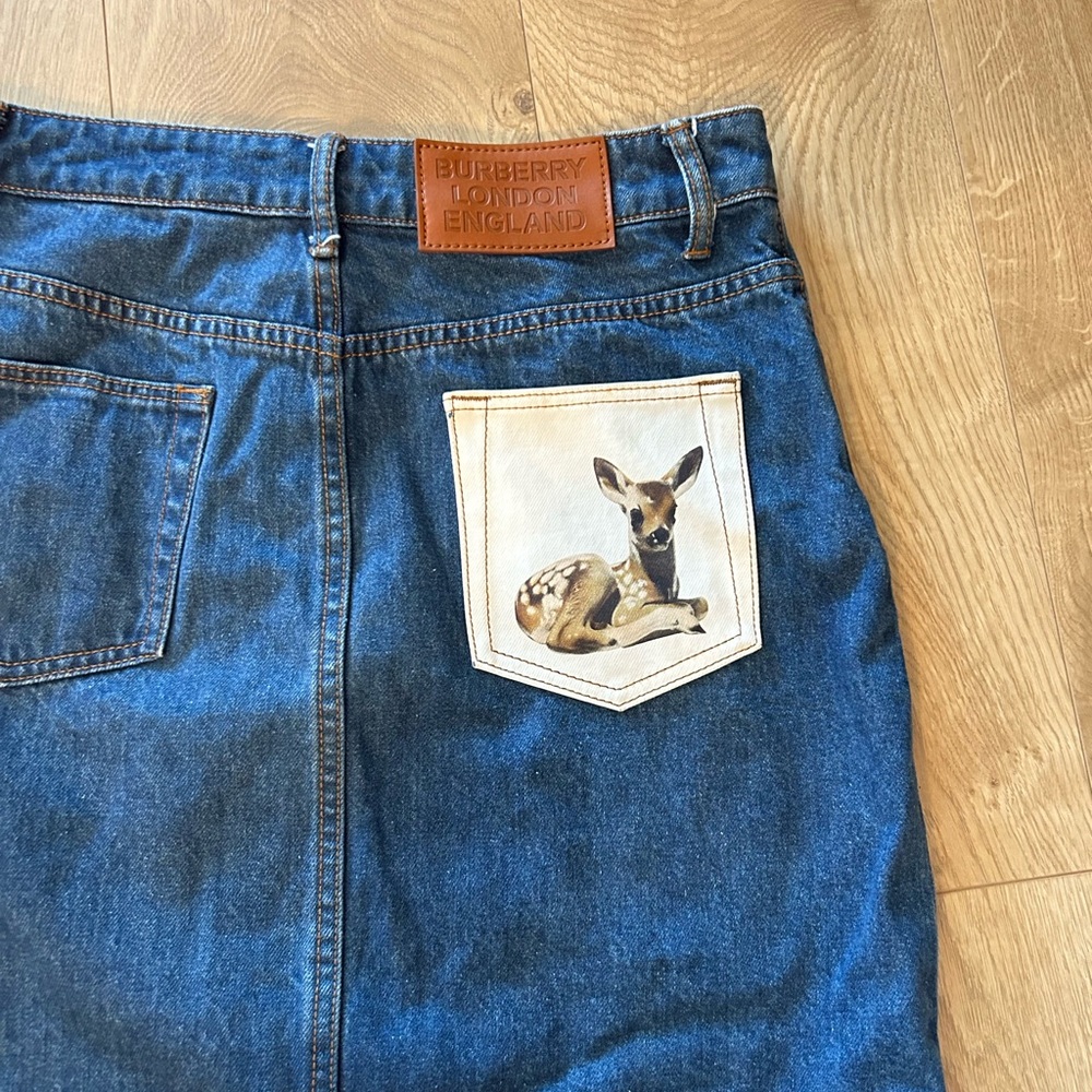 Burberry Blue Jean Skirt with Fawn Pocket